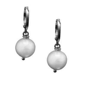 360-01-S | SILVER HUGGIE W/ 12 MM ROUND PEARL DROP