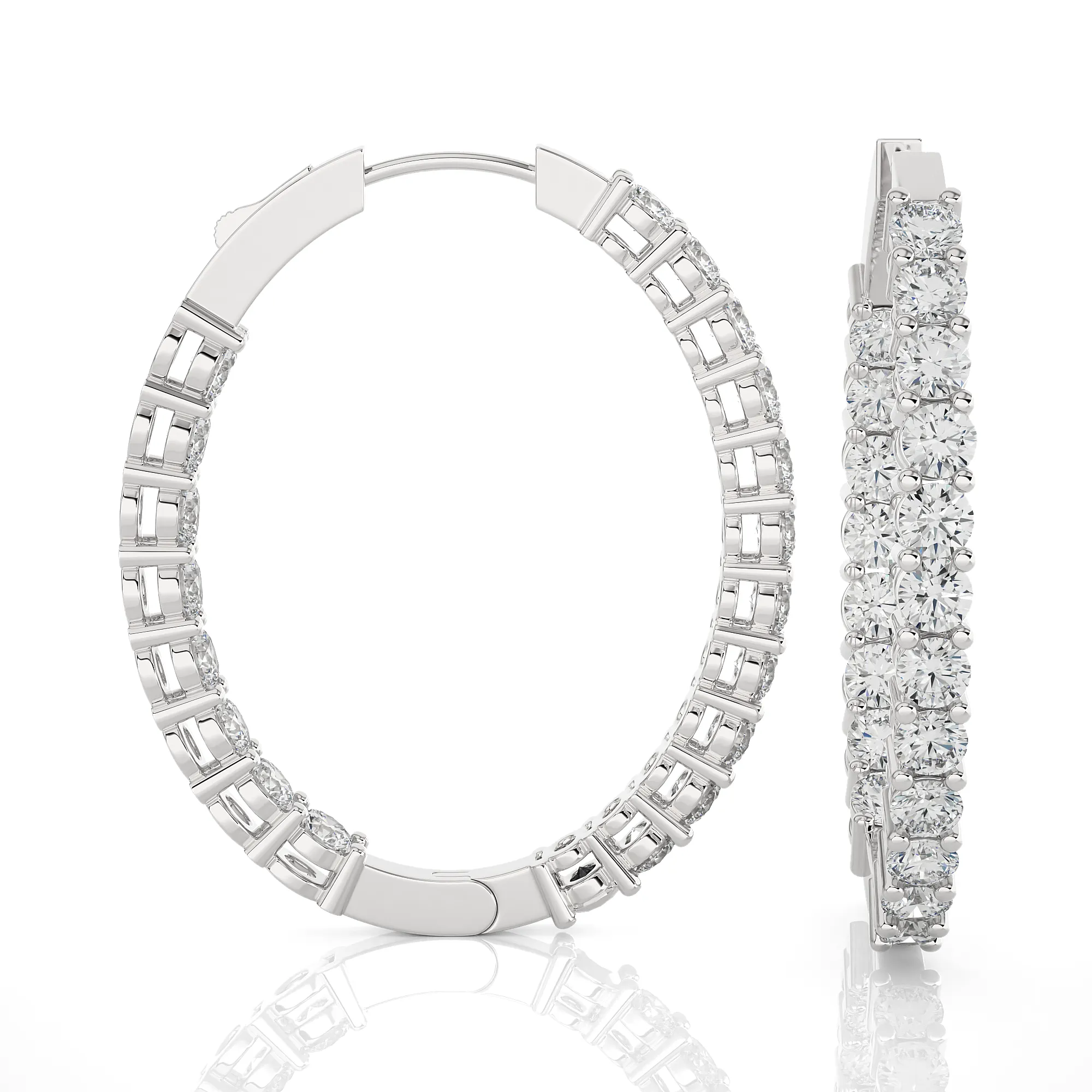 4 ctw Round Lab Grown Diamond Inside Out Hoop Earrings