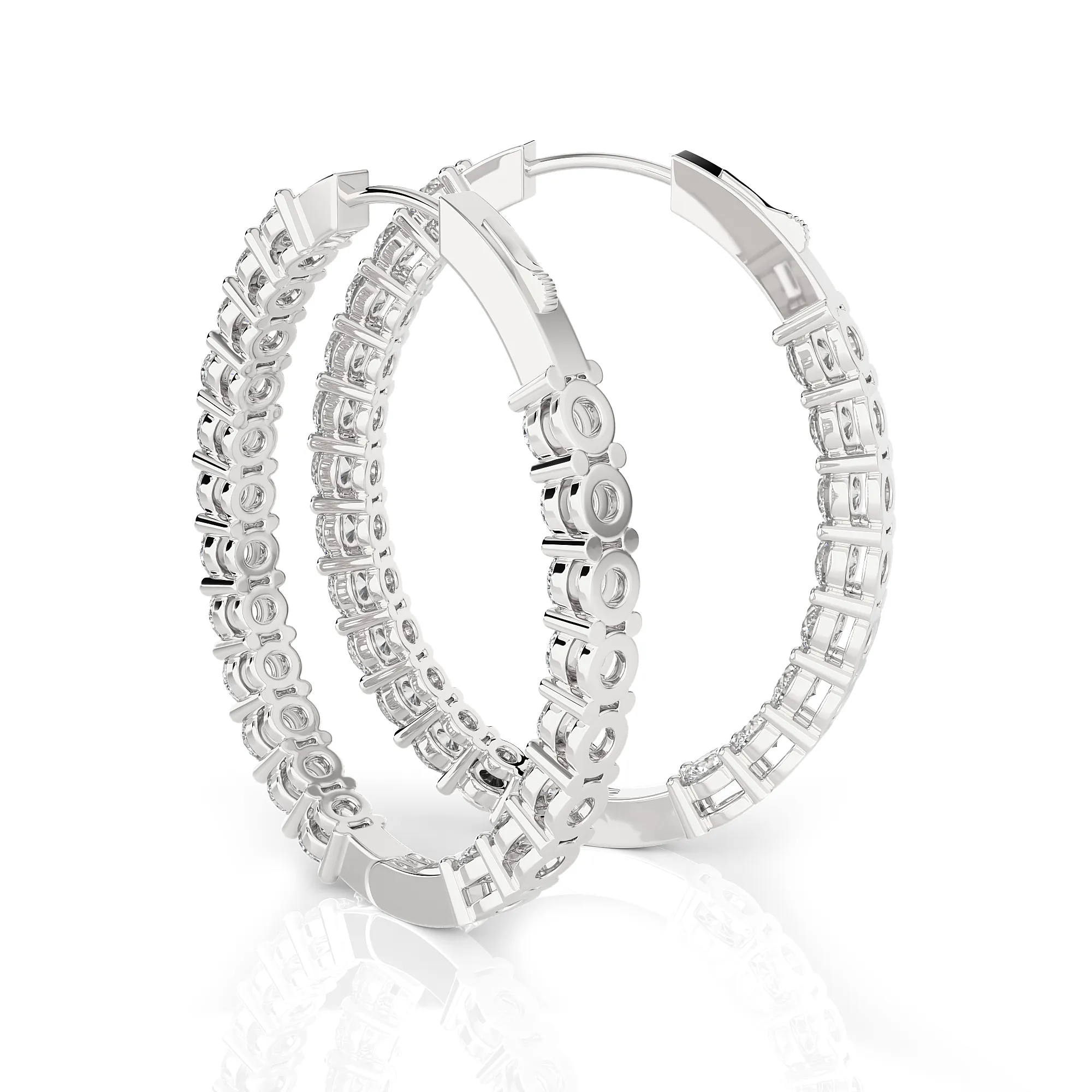 4 ctw Round Lab Grown Diamond Inside Out Hoop Earrings