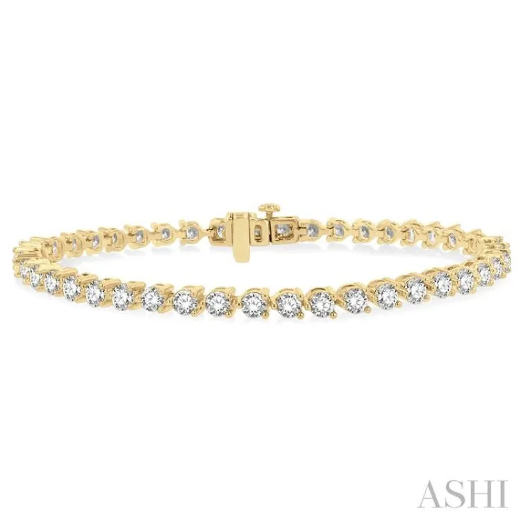 5.00CT RDDM 3 PRONG BRACELET YG 14K-G*