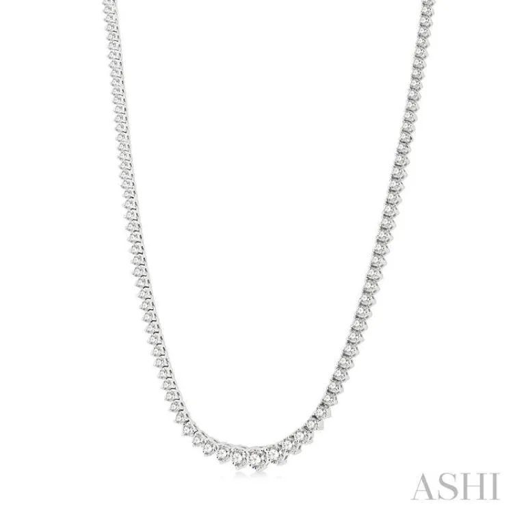 7 ctw Riviera Round Cut Diamond Necklace in 14K White Gold