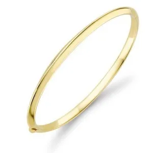 9ct Gold Bangle, Women's Hinged Knife Edge Glamour, 3mm, 5.70g, Gift Box Included