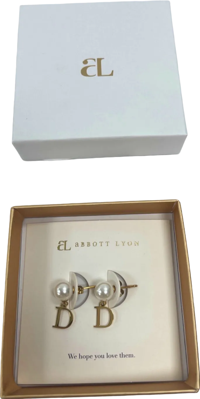 Abbott Lyon White/Gold Pearl 'D' Initial Earrings