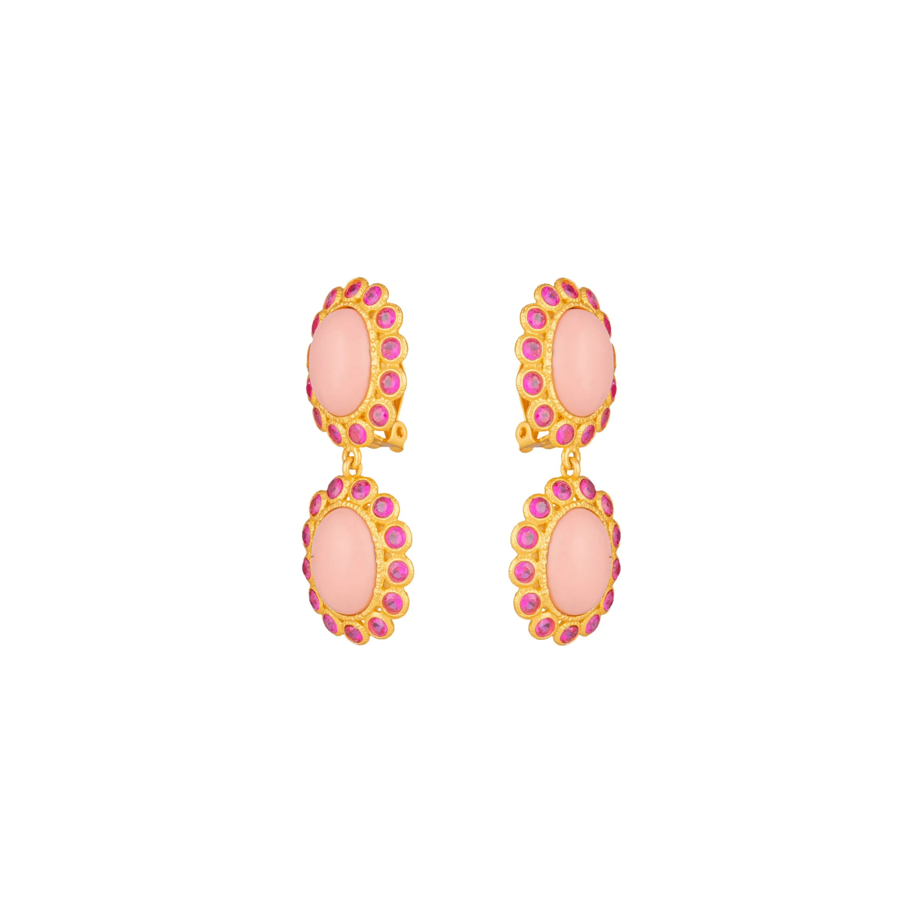 Ada Earrings Pink Coral & Pink Crystal