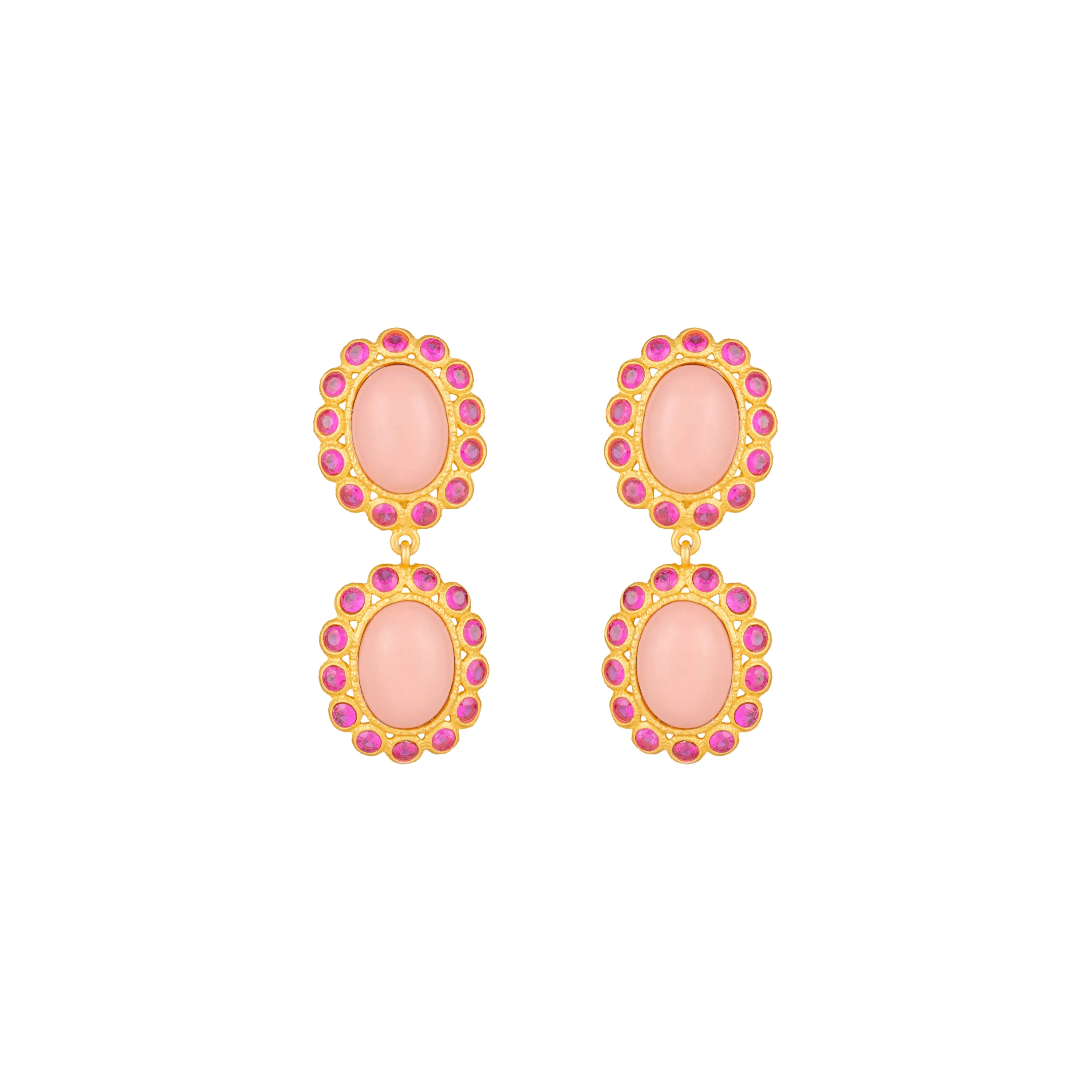 Ada Earrings Pink Coral & Pink Crystal