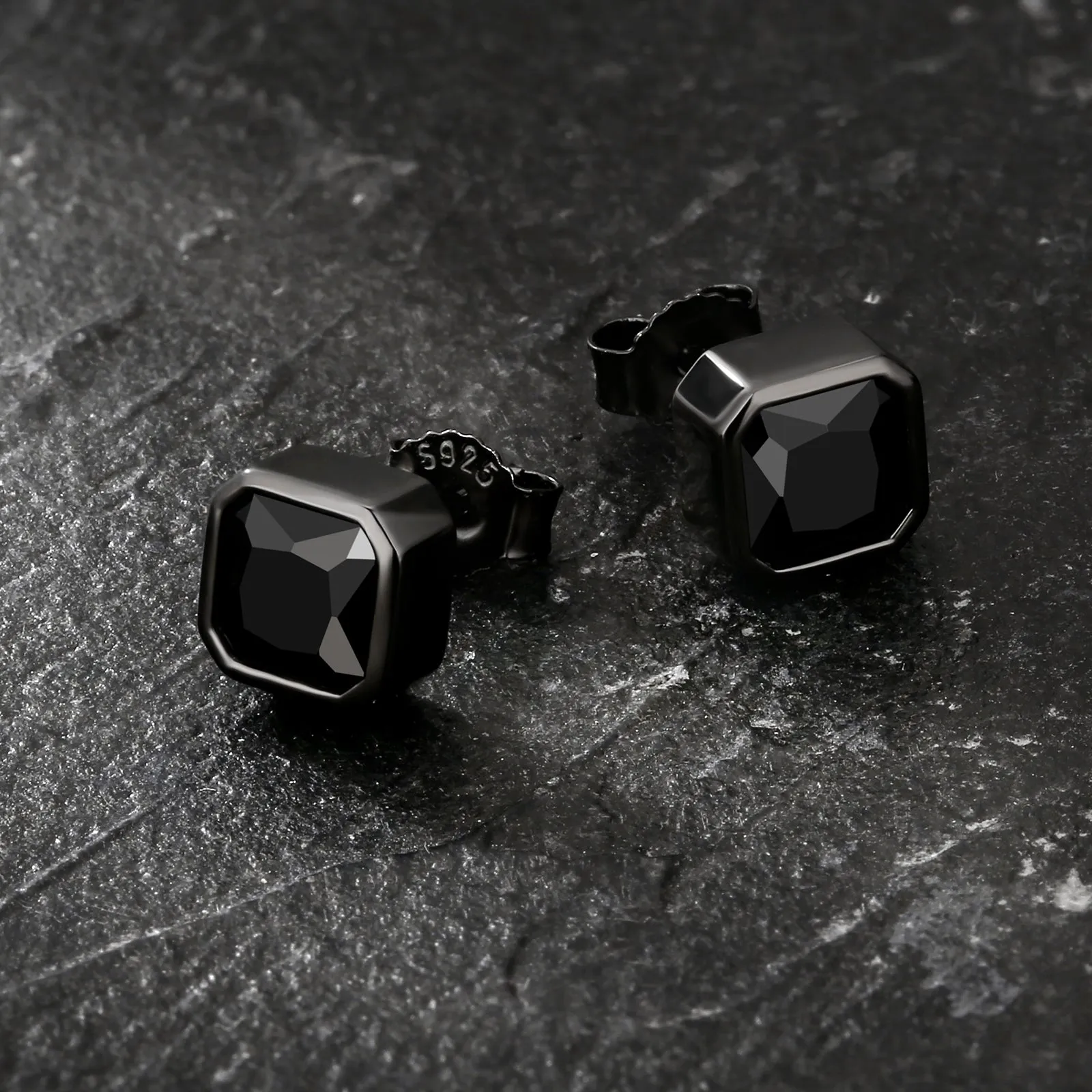 All Black CZ Iced Stud Earrings for Men