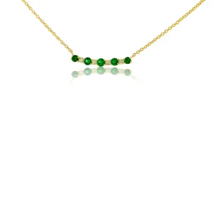 Alternating Diamond & Green Emerald Horizontal Bar Necklace