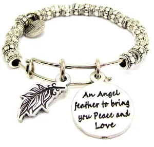 An Angel Feather To Bring You Peace And Love With Angel Feather Metal Beaded Bracelet