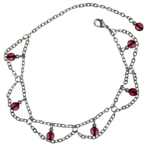 Anklet Silver - Dangling Beads & Chains