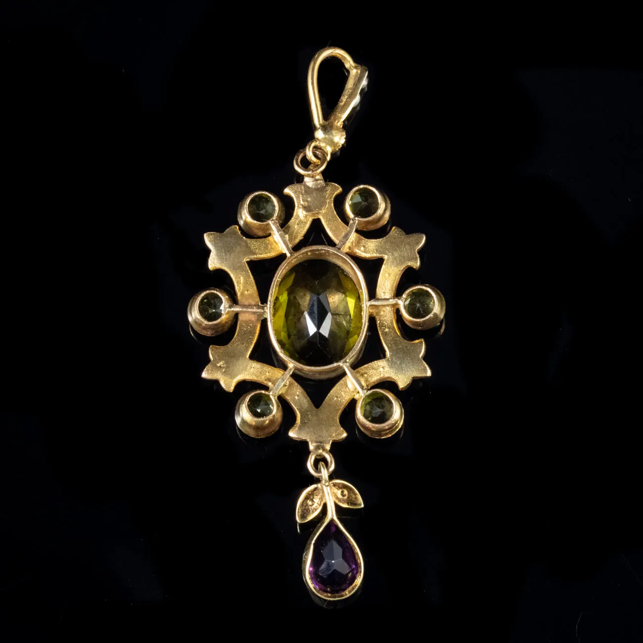 Antique Edwardian Suffragette 3.50Ct Peridot Pendant 18Ct Gold Circa 1910