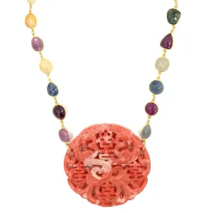 Ashley Gold Colored Sapphires in Sterling Silver with Large Jade Pendant