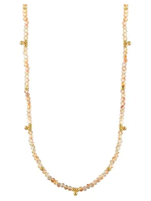 AVF Gold Beaded Orange Zircon and Ball Charm Necklace (SI6721)