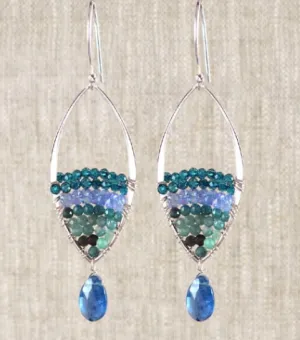 AVF Silver Bright Blue Kyanite, Quartz, Tanzanite & Grandidierite Marquise Earrings (SI6770)