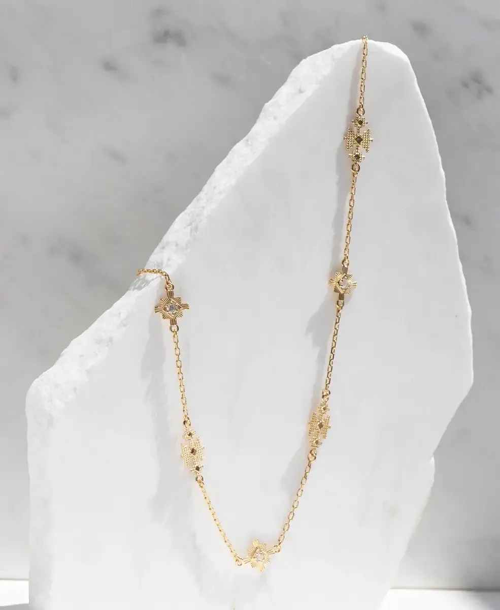 Ayllu Necklace | 22k Gold Plate | White Zircon