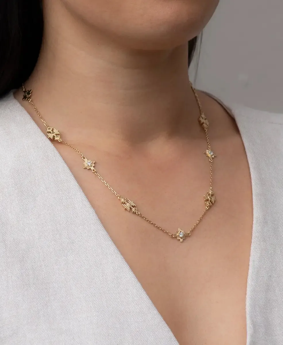 Ayllu Necklace | 22k Gold Plate | White Zircon