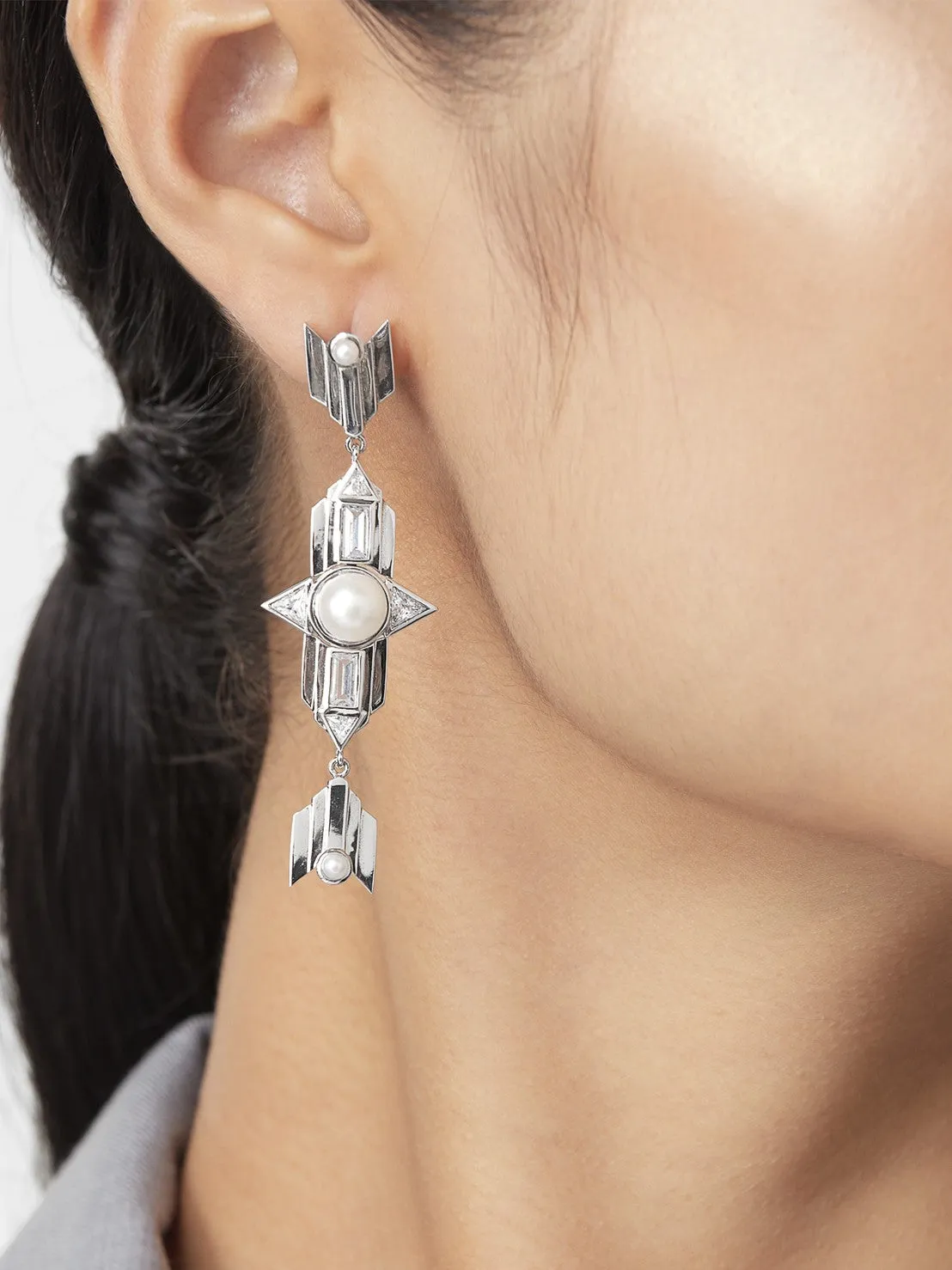 Babylon Long Earrings - Silver