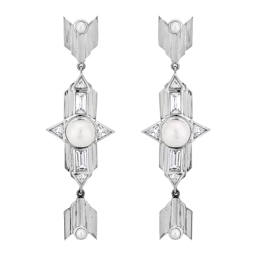 Babylon Long Earrings - Silver