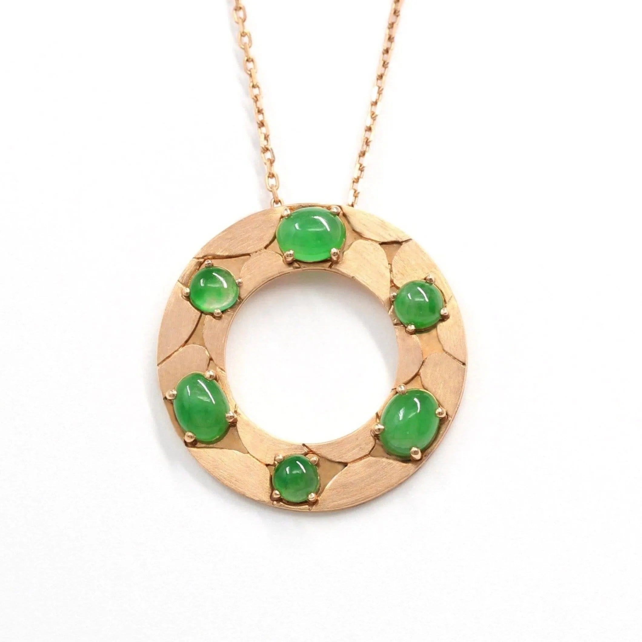 Baikalla™ "Alexandra" 14k Rose Gold & Genuine Imperial Jadeite Pendant Necklace