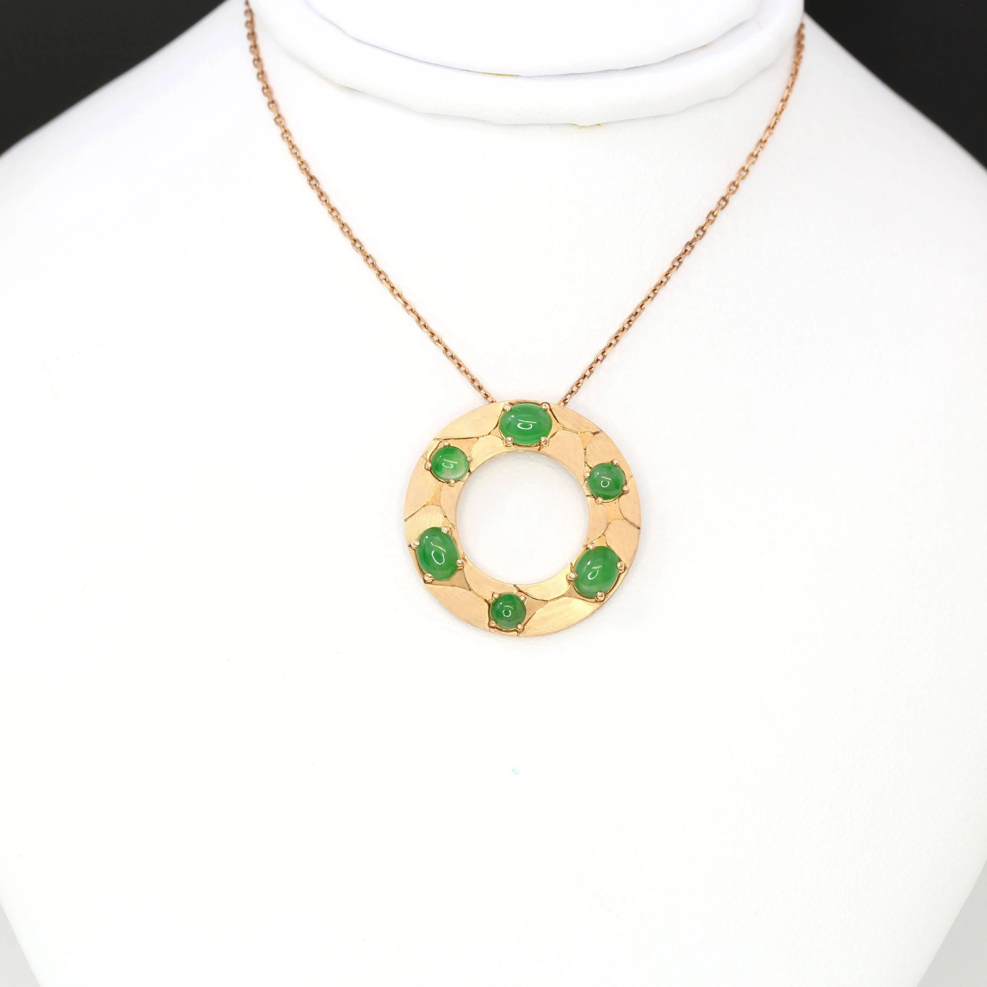 Baikalla™ "Alexandra" 14k Rose Gold & Genuine Imperial Jadeite Pendant Necklace