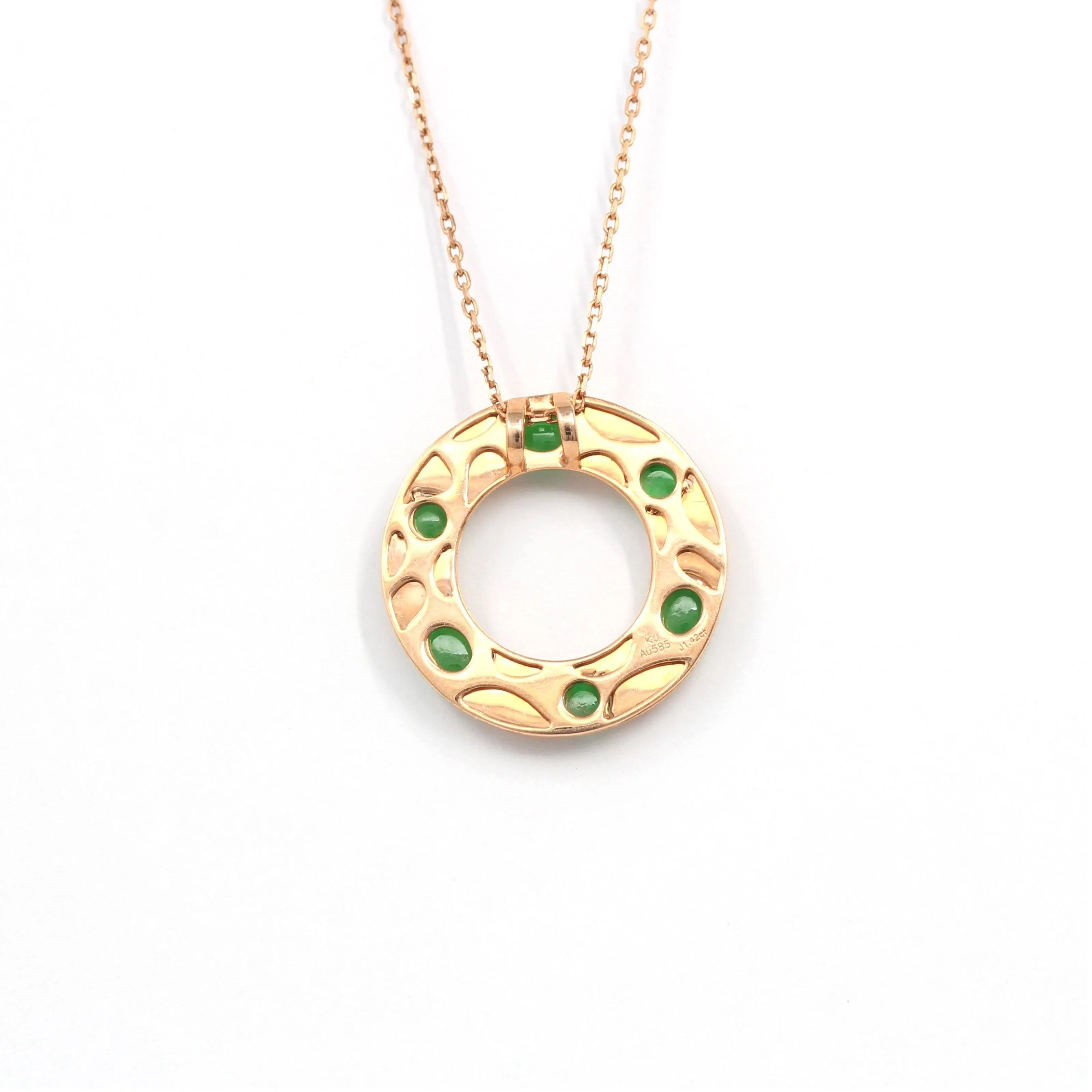 Baikalla™ "Alexandra" 14k Rose Gold & Genuine Imperial Jadeite Pendant Necklace