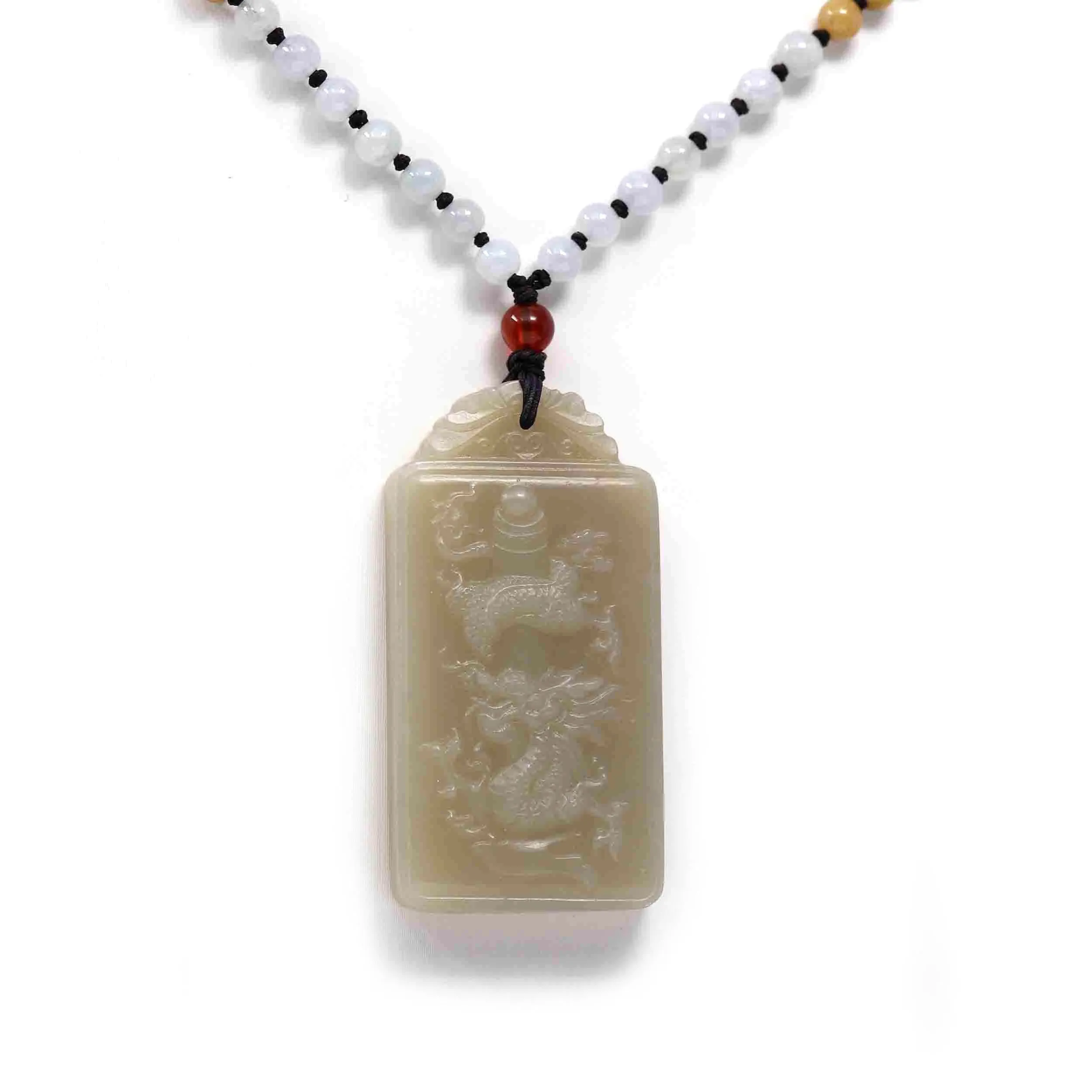 Baikalla™ "Dragon Rising" Genuine HeTian Yellow Nephrite Jade Dragon Pendant Necklace