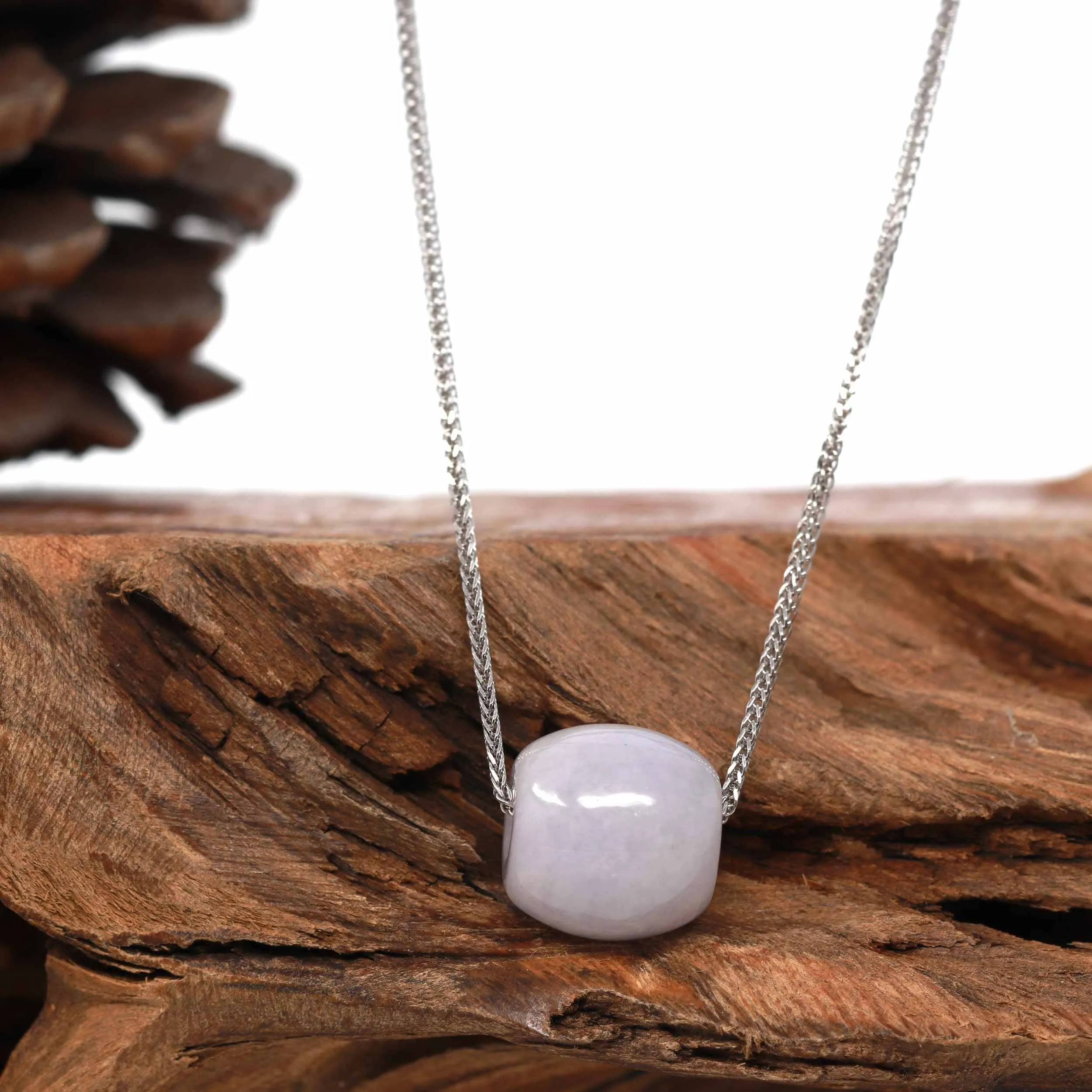 Baikalla™ "Good Luck Button" Necklace Light Lavender Jade Lucky TongTong Pendant Necklace