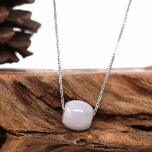 Baikalla™ "Good Luck Button" Necklace Light Lavender Jade Lucky TongTong Pendant Necklace