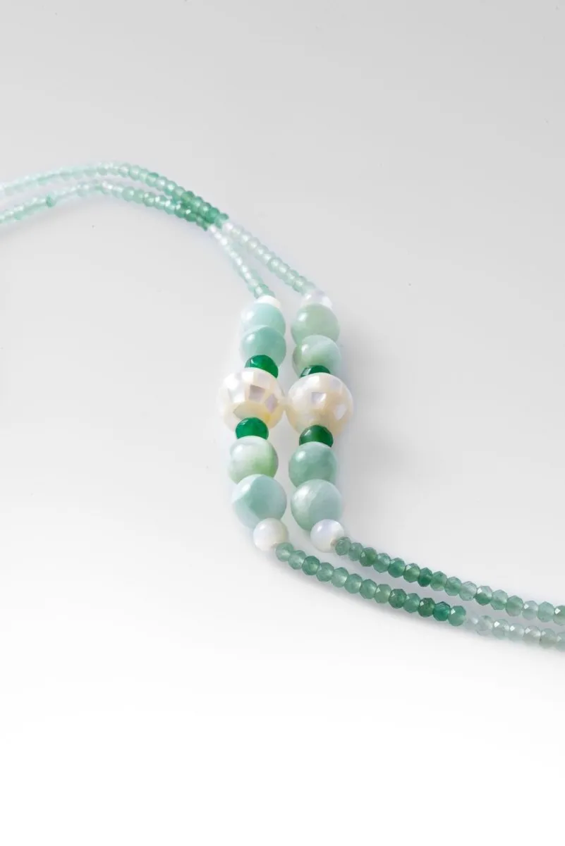 Beaded Ombre Green Onyx Necklace™ in Watermark