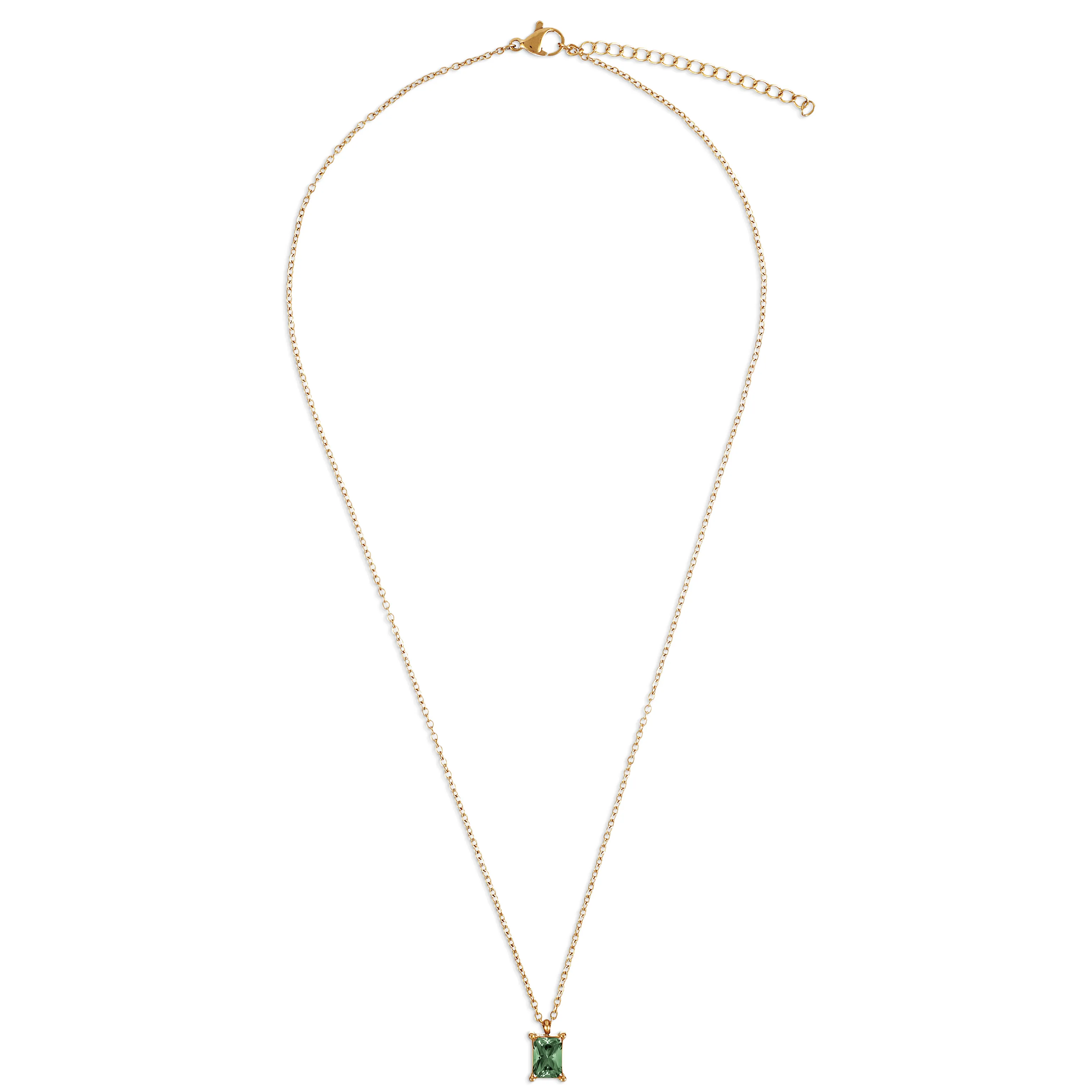 Bethany Baguette Emerald Pendant Necklace Gold