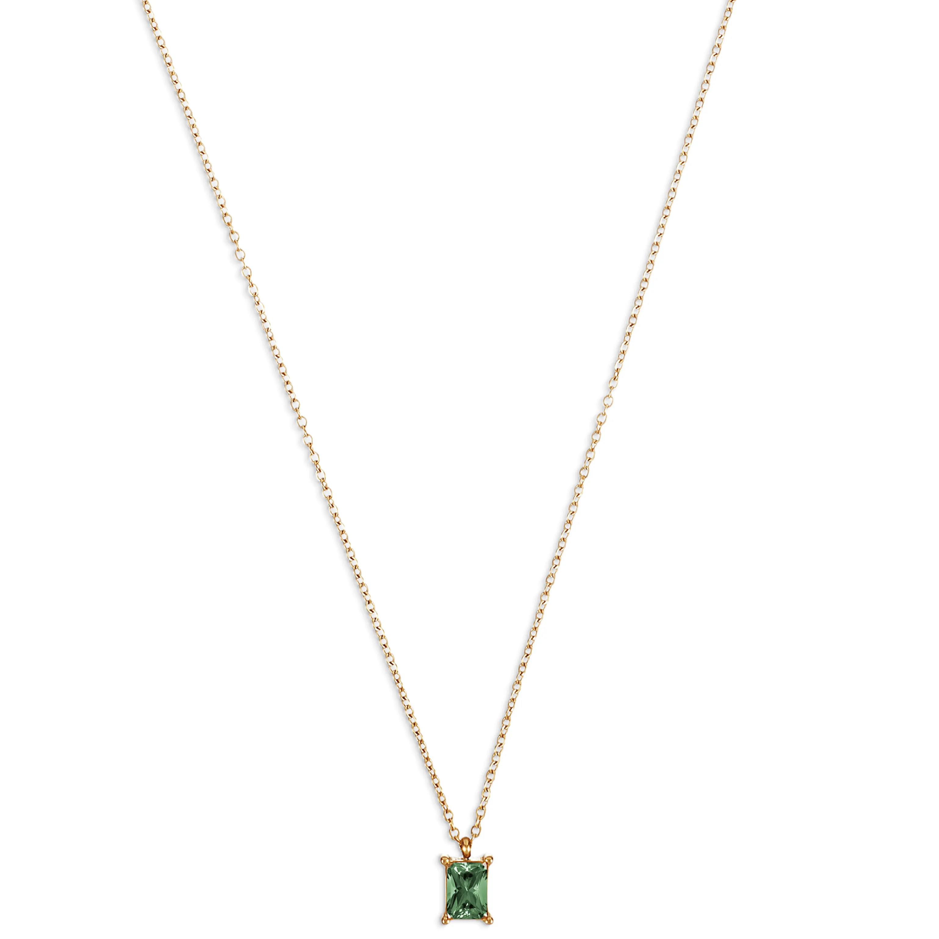 Bethany Baguette Emerald Pendant Necklace Gold