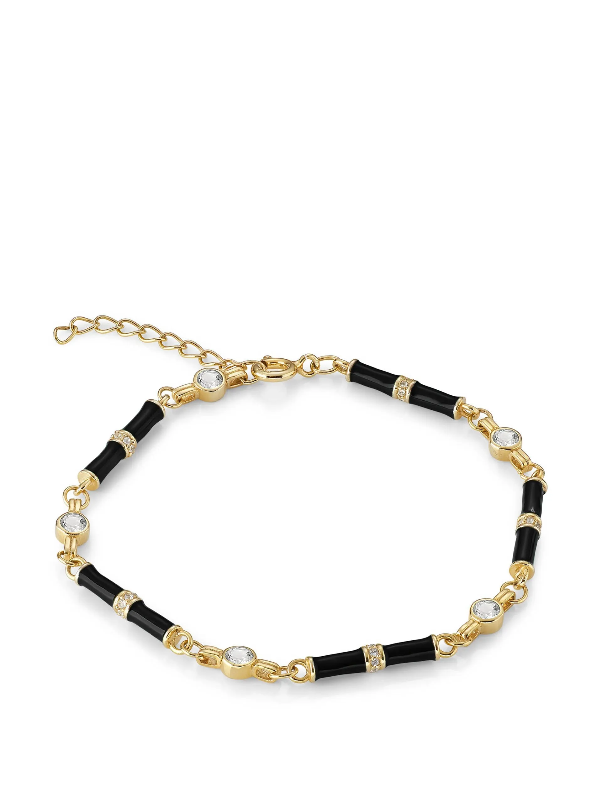 Black enamel Marlowe bracelet with white topaz