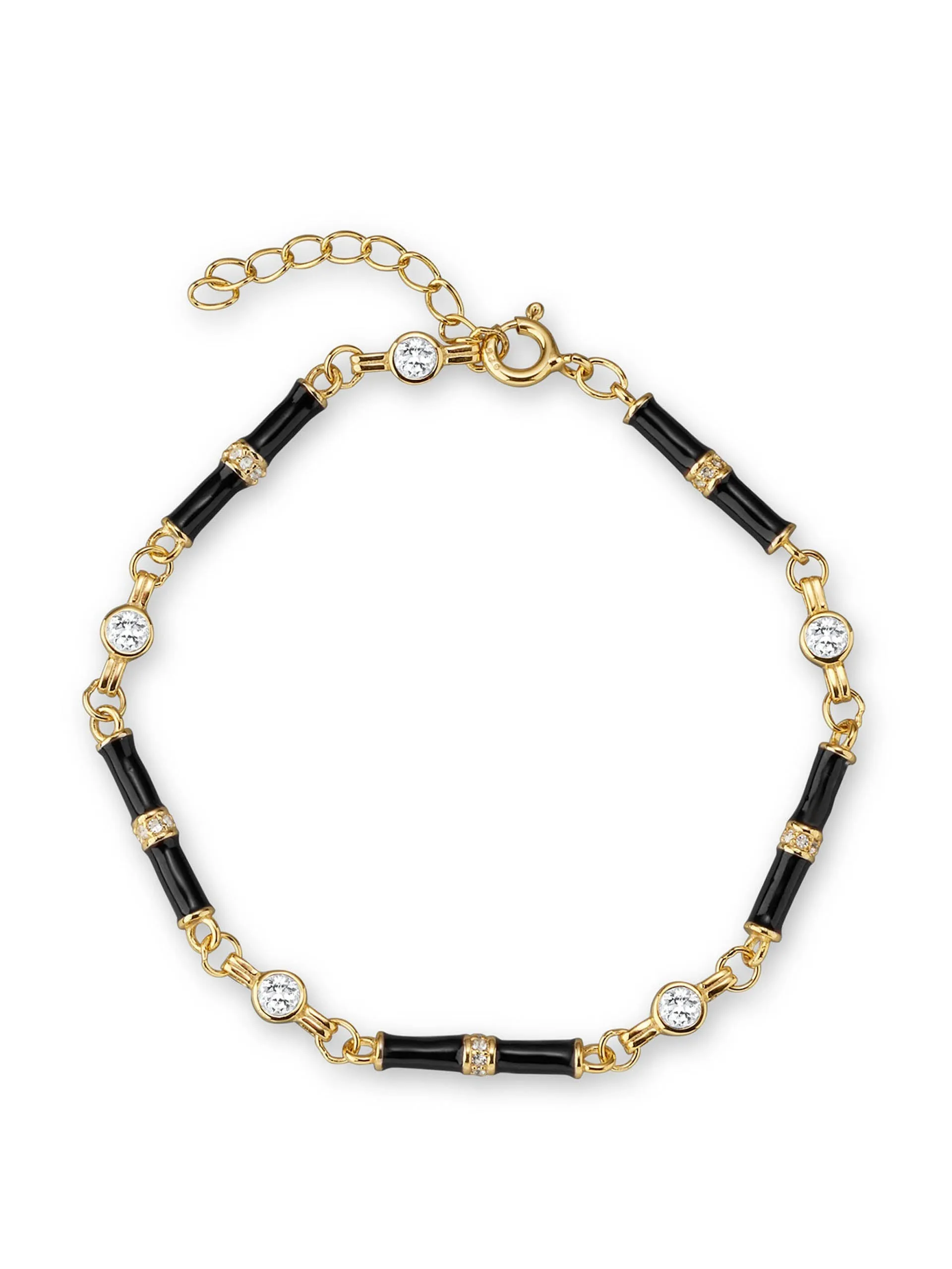 Black enamel Marlowe bracelet with white topaz