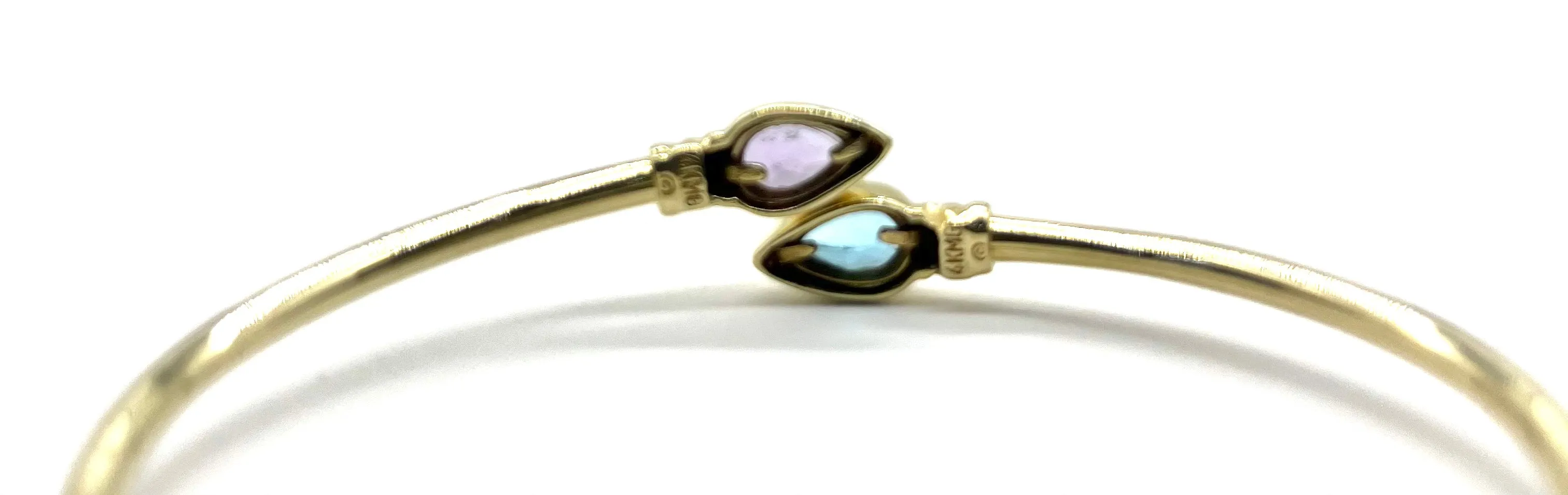 Blue Topaz and Amethyst Bypass Bangle Bracelet