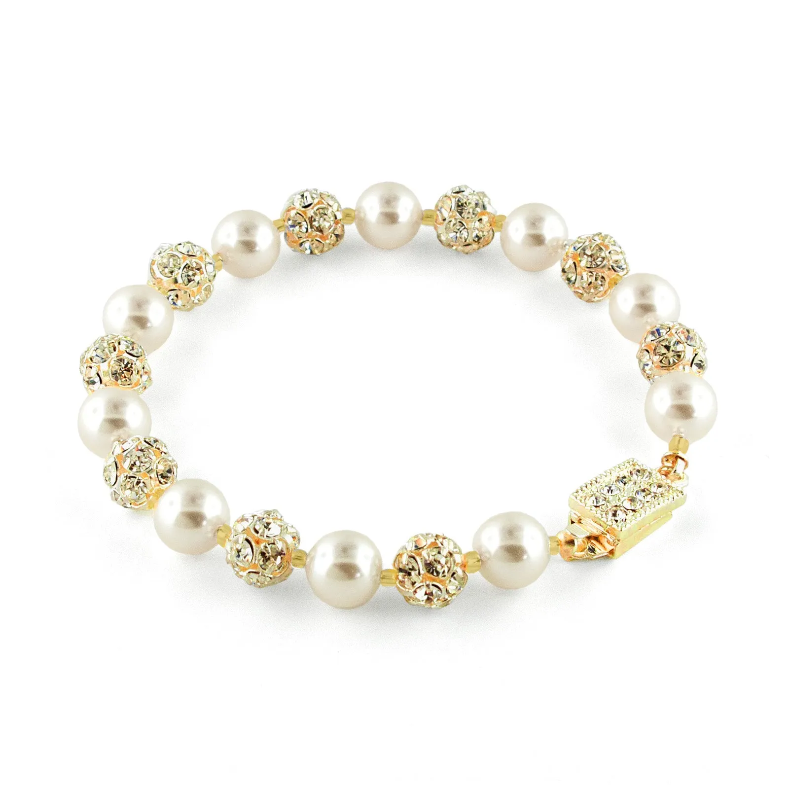 Bracelet with Rhinestone Beads & Glass Pearls