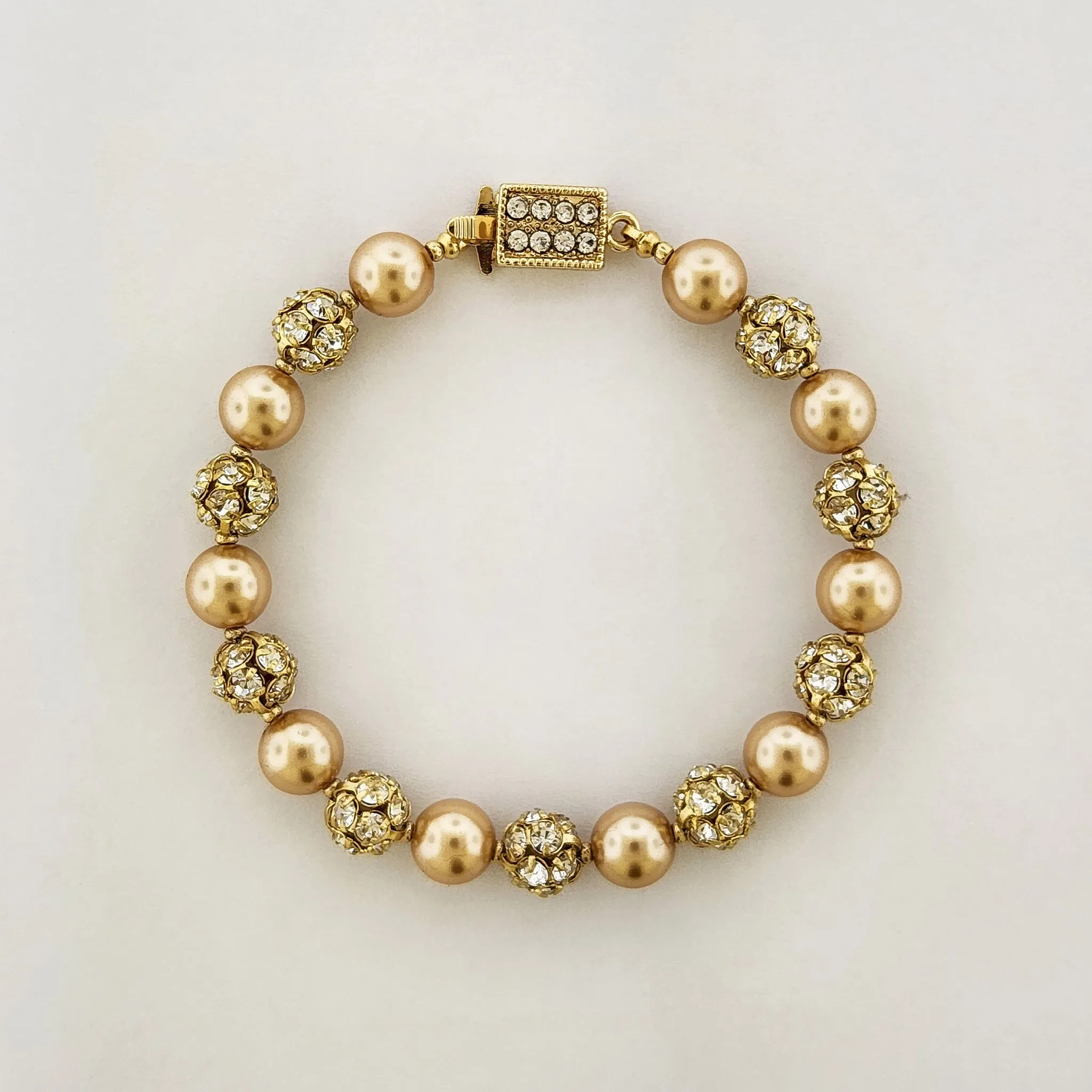 Bracelet with Rhinestone Beads & Glass Pearls