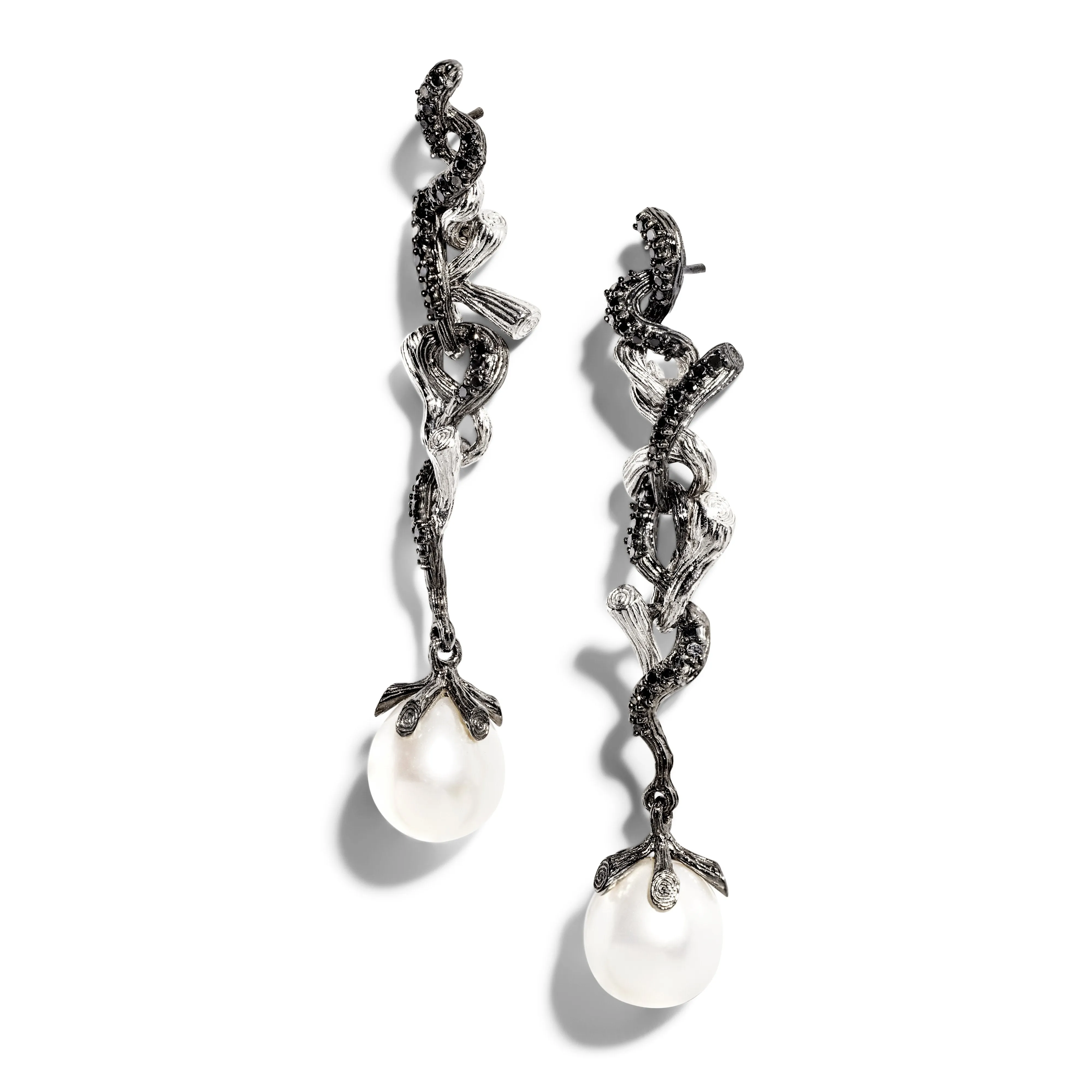 Branch Coral Earrings with Pearls and Diamonds