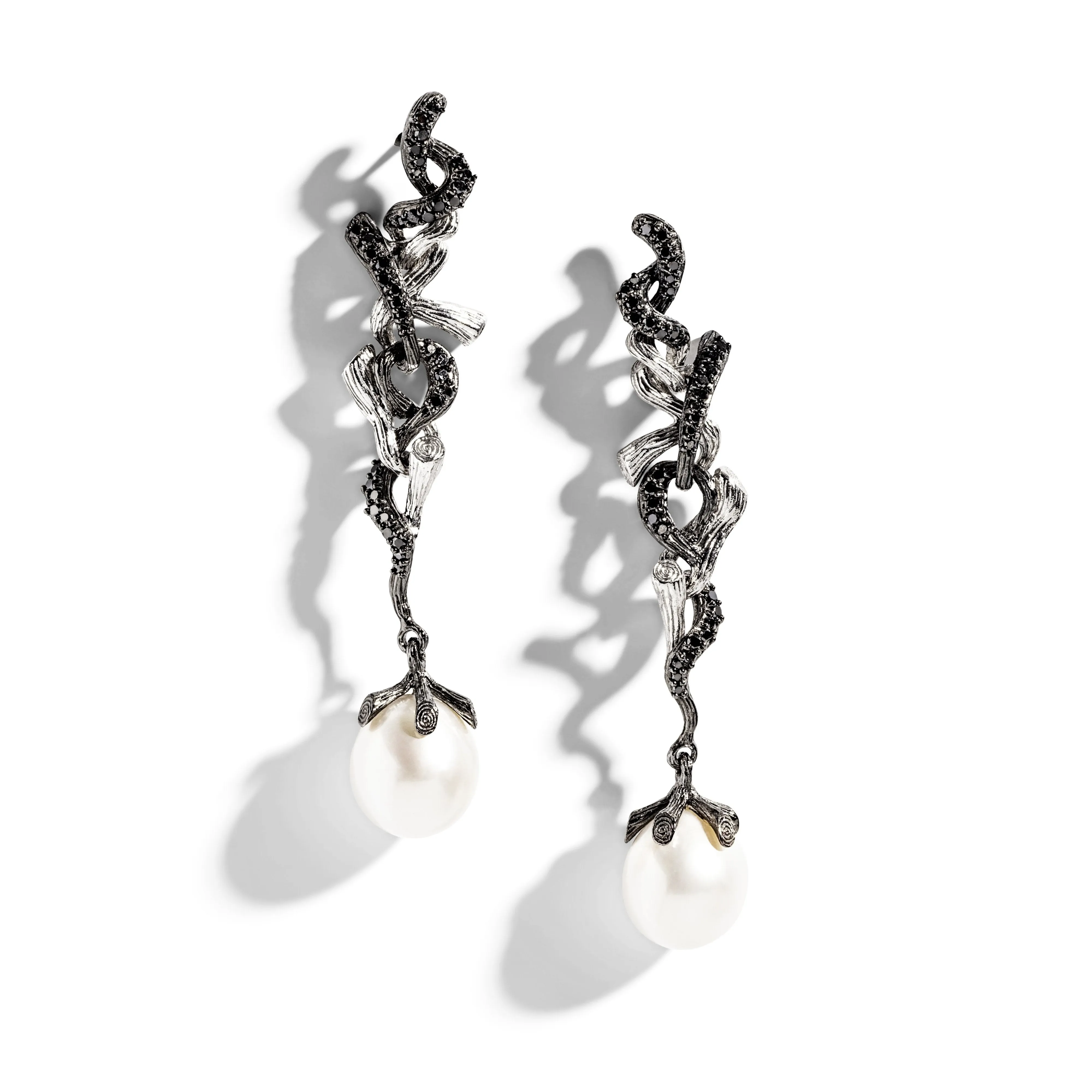 Branch Coral Earrings with Pearls and Diamonds