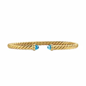 Cablespira® Flex Bracelet 18K Yellow Gold with Blue Topaz, 4mm