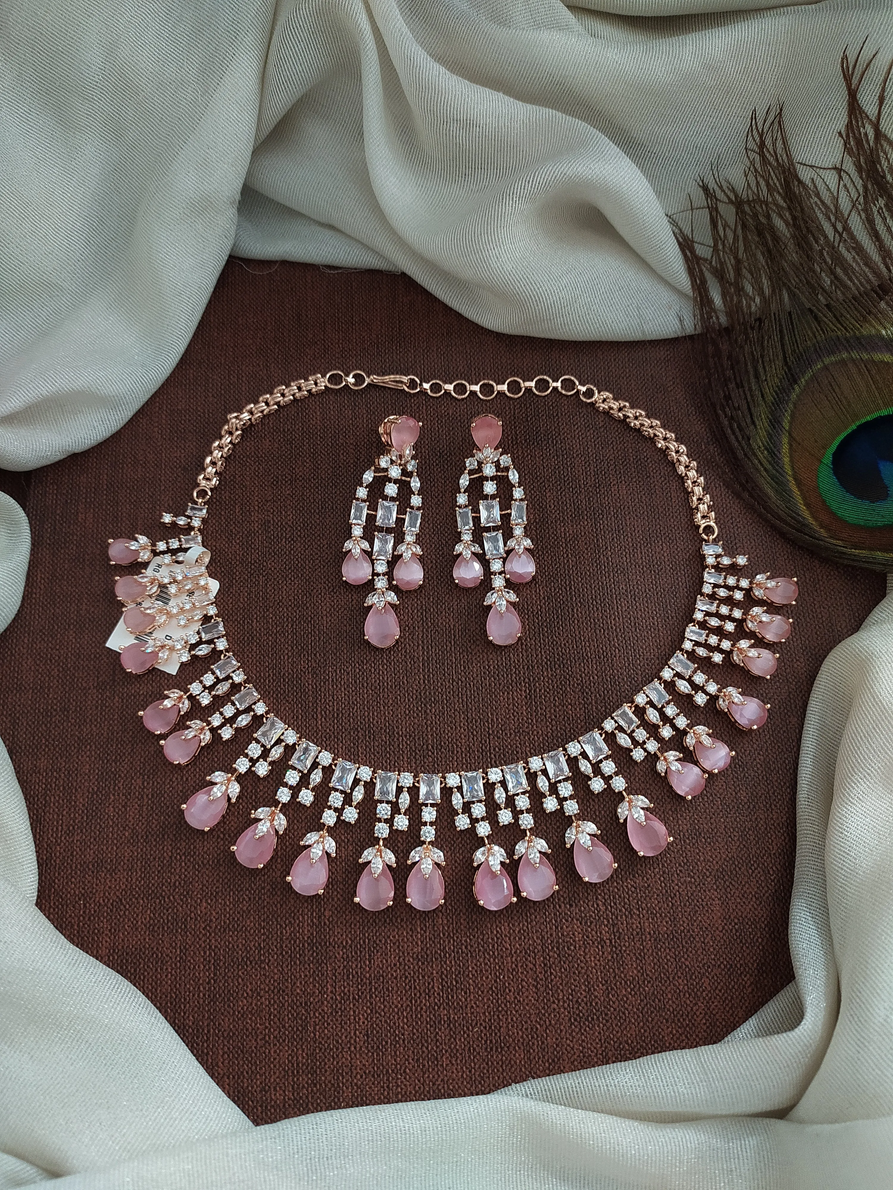 Captivate and Shine Rose Gold Plated Dangling Necklace Sets