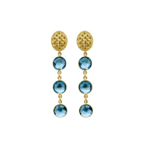 Catherine Gold Lattice & Triple Blue Quartz Earrings