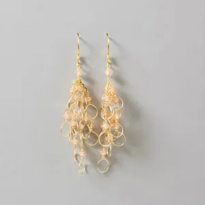 Champagne Quartz Gold Chain Loop Earrings