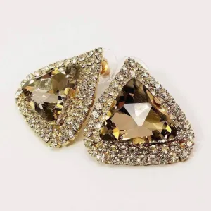 Champagne Toast Bold Trillion Stone Stud Earrings