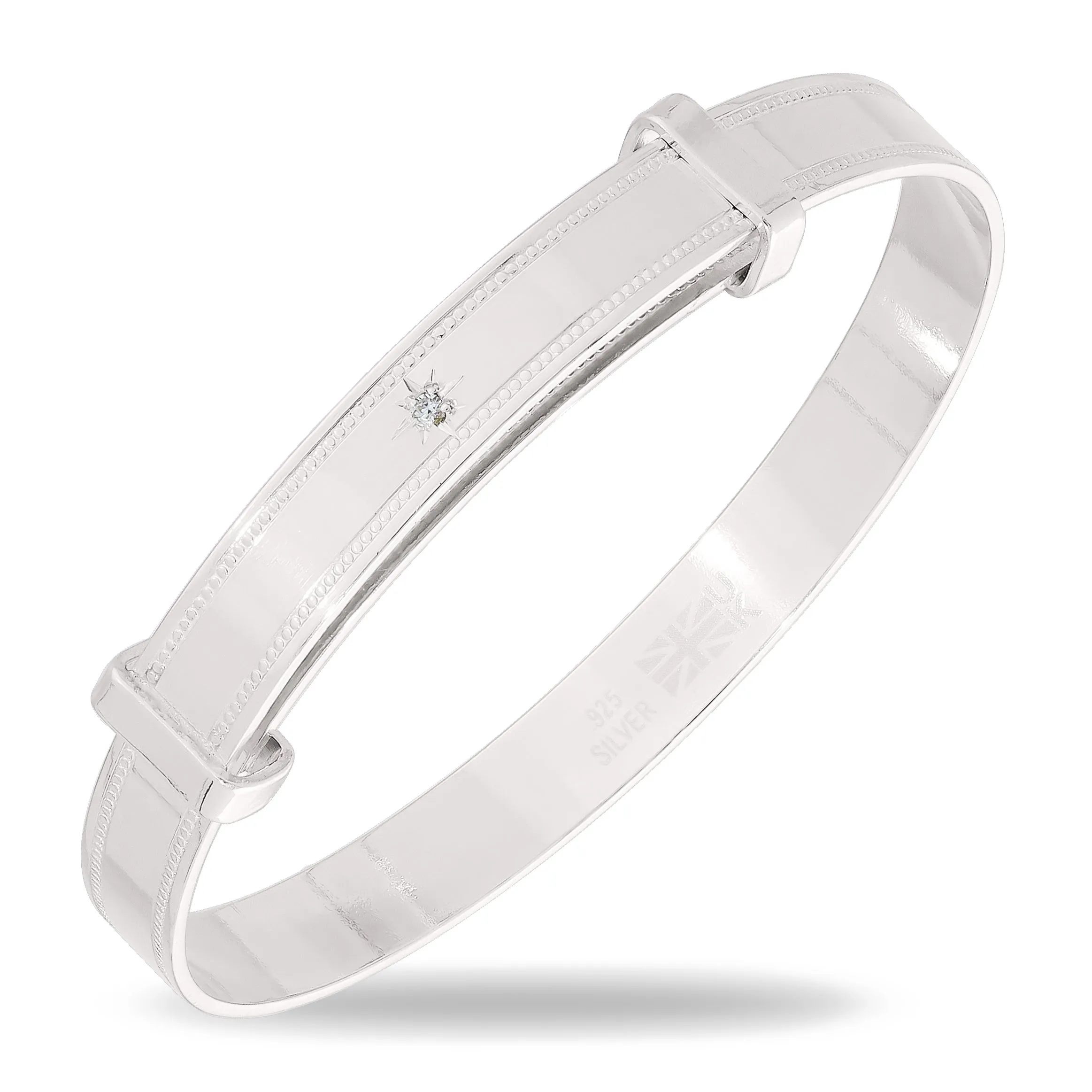 Children's Silver Diamond Star Bangle (0-3 years)