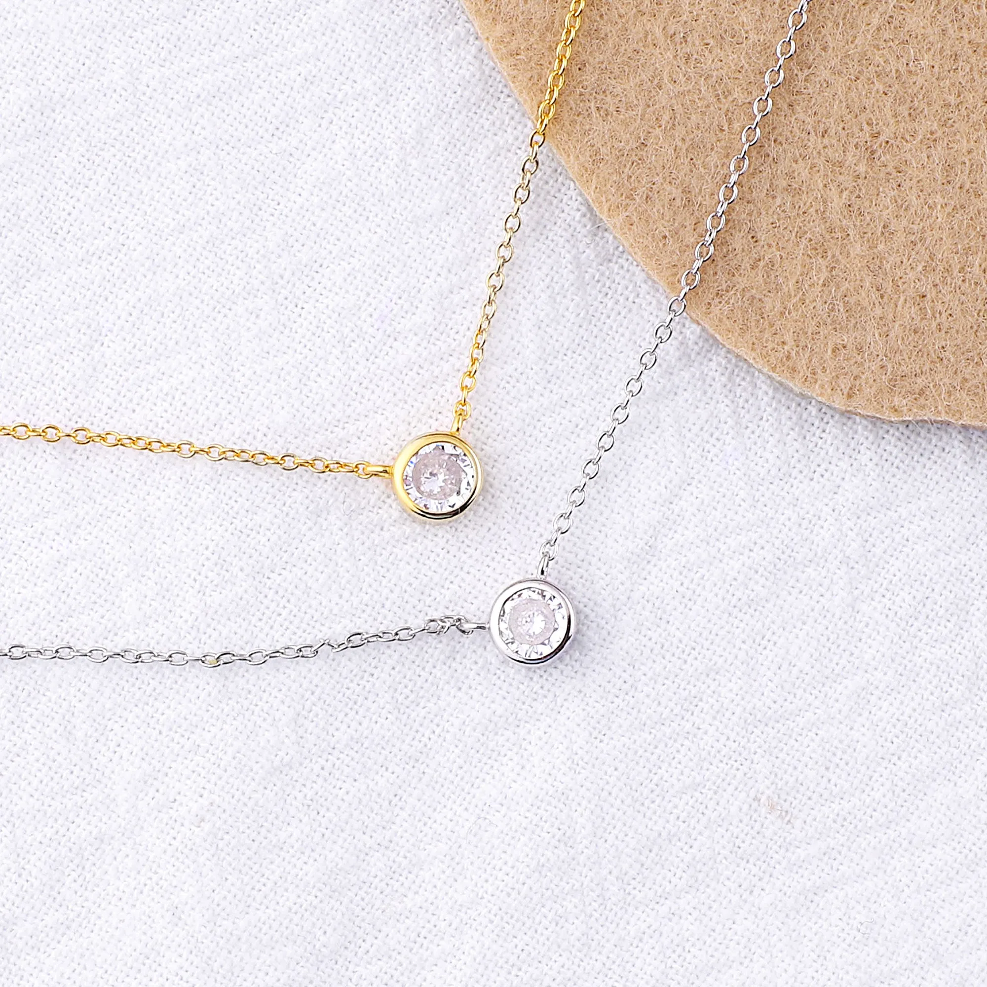 Classic Bezel Set Solitaire Necklace