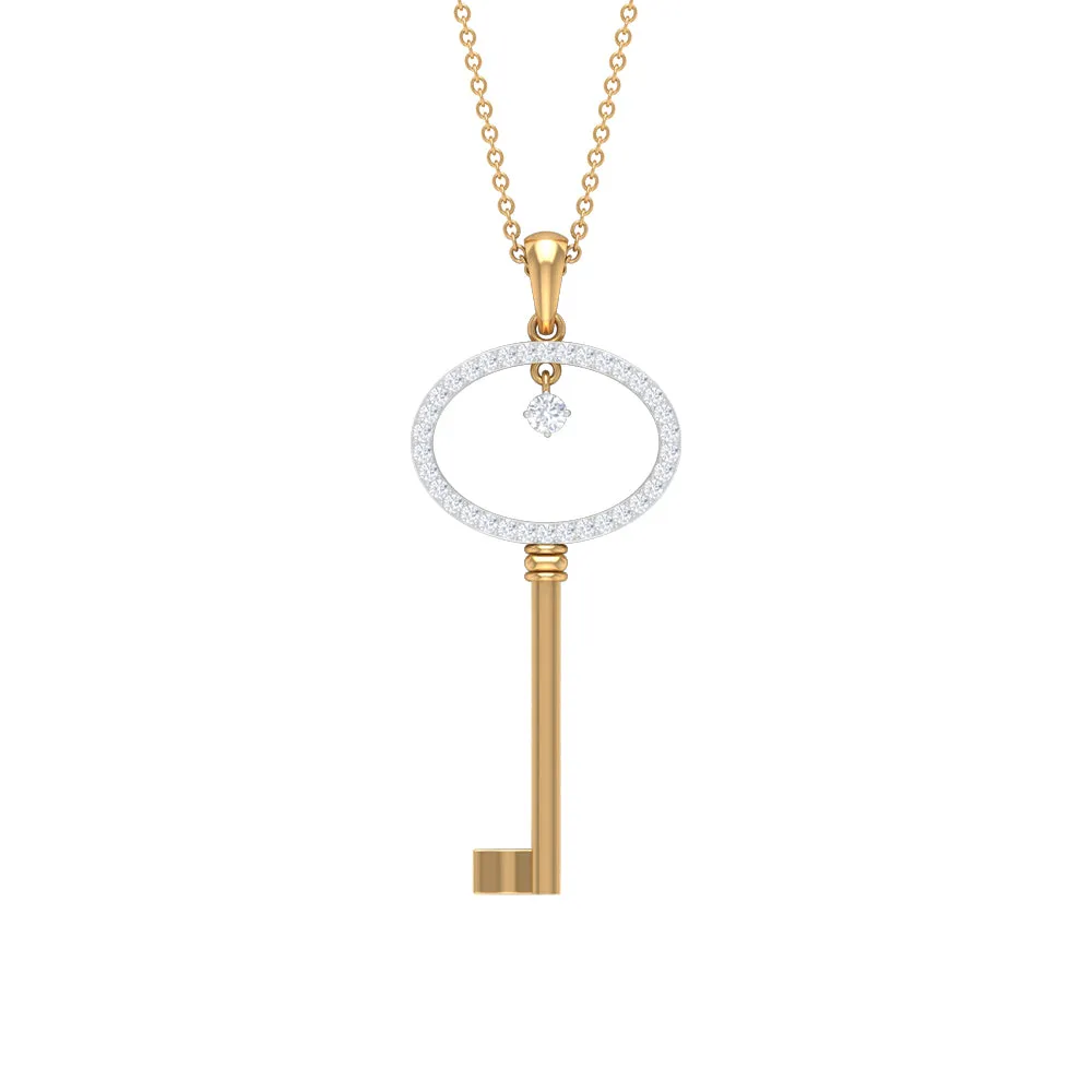 Classic Key Pendant Necklace with Cubic Zirconia