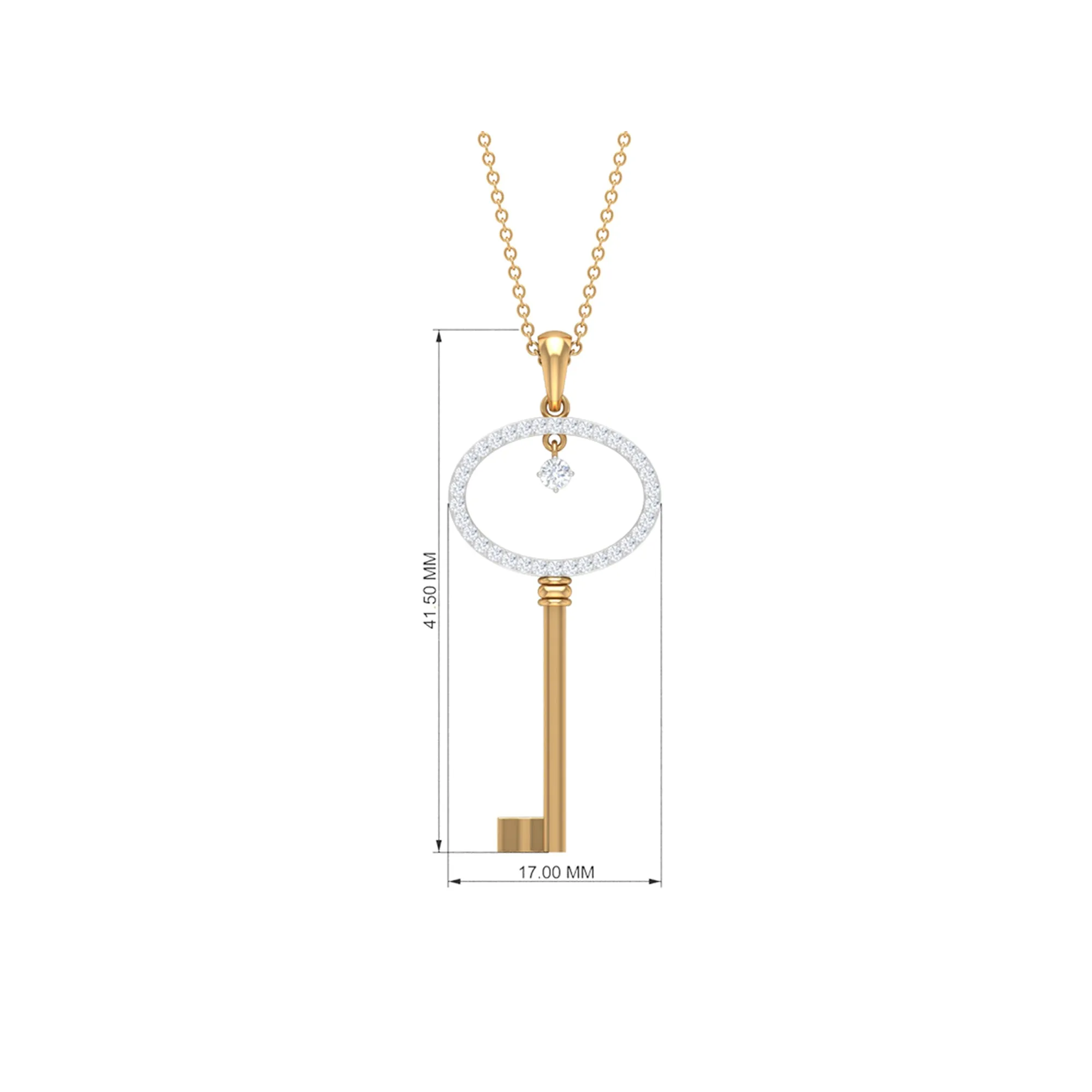 Classic Key Pendant Necklace with Cubic Zirconia