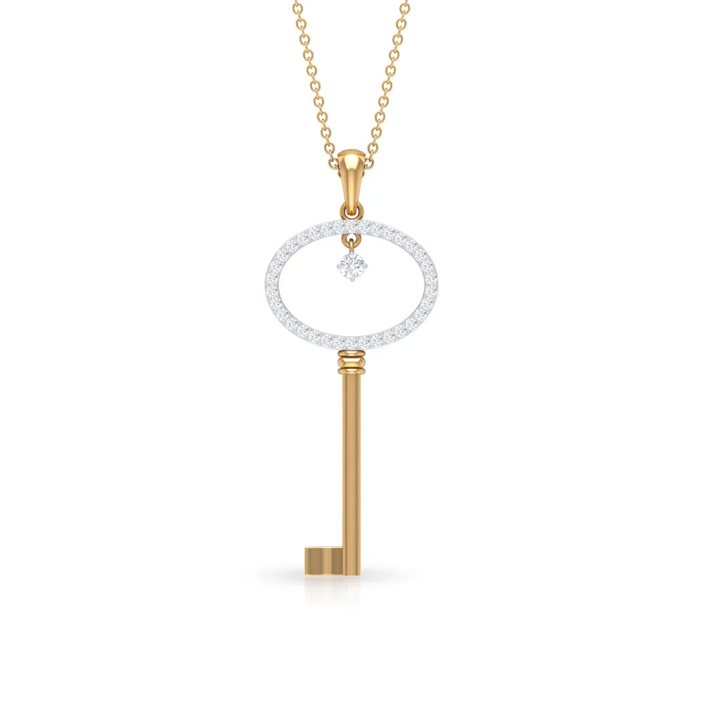 Classic Key Pendant Necklace with Cubic Zirconia