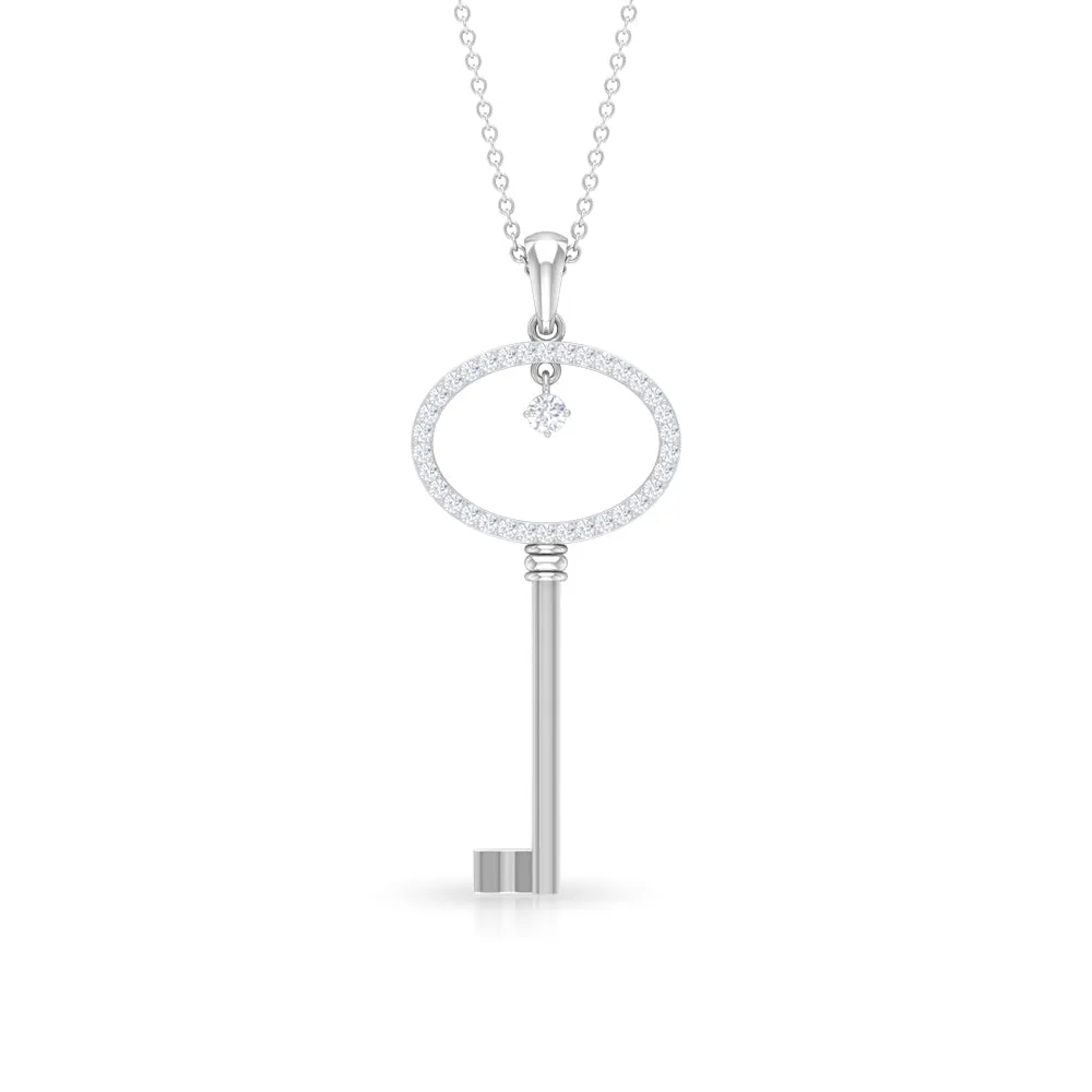 Classic Key Pendant Necklace with Cubic Zirconia