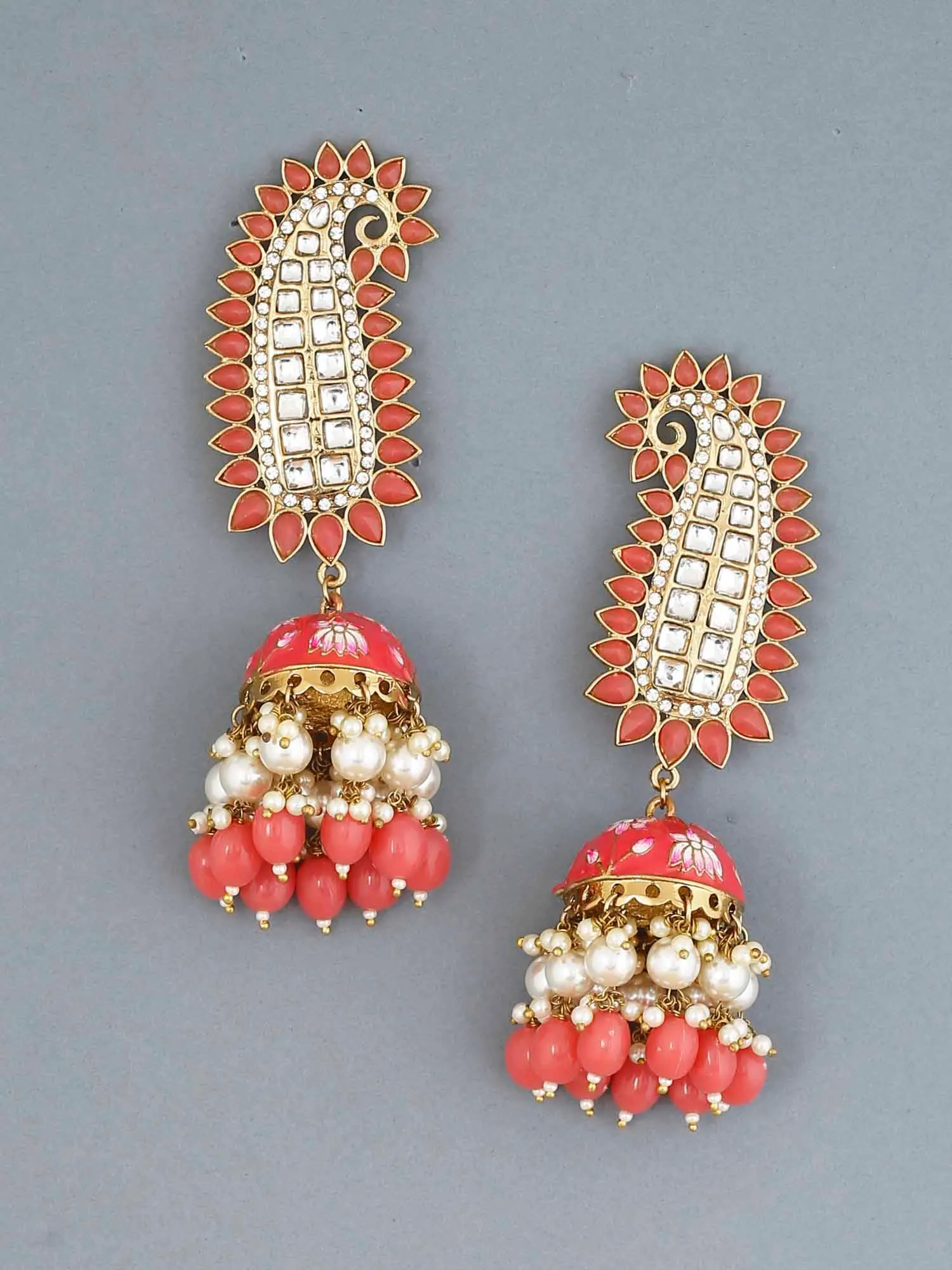 Coral Kaashi Jhumkis