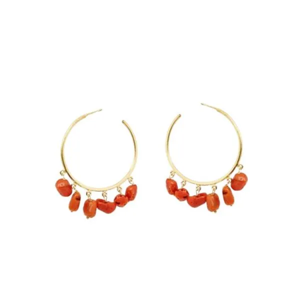 Coral Reef Hoop Earrings Gold Plated